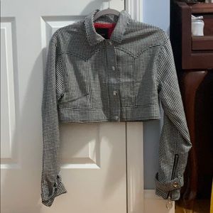 Cropped houndstooth jacket